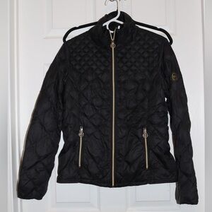 Michael Kors Lightweight Quilted Down Jacket with Gold Hardware